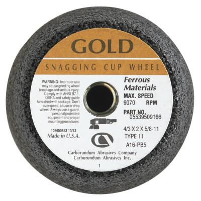Carborundum Flaring Cup Wheel, 4 in Dia, 2 in Thick, 16 Grit Alumina Oxide, 05539509166