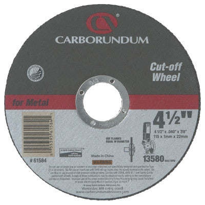 Carborundum Right Angle Grinders, 4 1/2 in Dia, .04 in Thick, 60 Grit Alum. Oxide, 05539561584