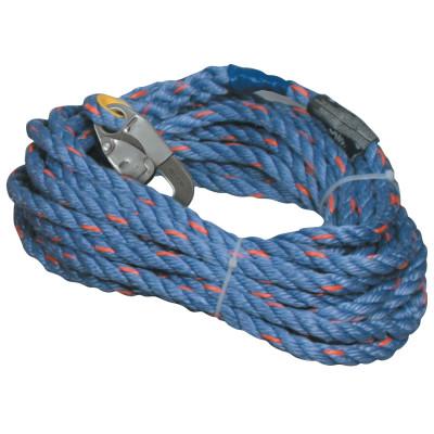 Honeywell 300 Series Rope Lifeline, 25ft, Anchorage Connection, 310lb Cap, Blue/Red Specks, 300L-Z7/25FTBL