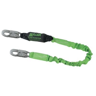 Honeywell StretchStop Lanyard w/Shock Absorber, 6ft, Anchorage Connection, 1 Leg,Green, 913SS-Z7/6FTGN