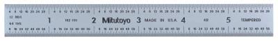 Mitutoyo Series 182 Steel Rulers, 6 in, 4R, Wide, Stainless Steel, Rigid, 182-101