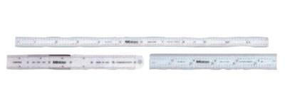 Mitutoyo Series 182 Steel Rulers, 18 in, 16R, Stainless Steel, Black, 182-148