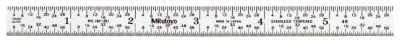 Mitutoyo Series 182 Steel Rulers, 6 in, 4R, Stainless Steel, Flexible, 182-201