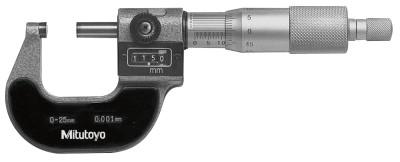 Mitutoyo Series 193 Digit OD Micrometers, 0 mm-25 mm, 0.001 mm, Ratchet Stop, 193-111