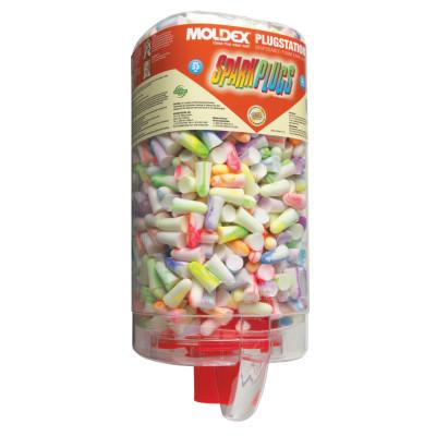 Moldex PlugStation® Earplug Dispenser, Disposable Plastic Bottle, Foam Earplugs, Assorted Color Swirls/Streaks, SparkPlugs®, 6645