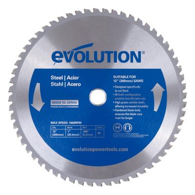 Evolution TCT Metal-Cutting Blades, 12 in, 1 in Arbor, 1,600 rpm, 60 Teeth, 12BLADEST