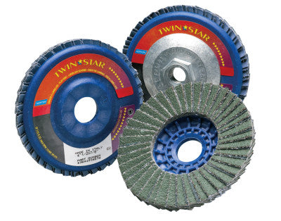 Saint-Gobain Type 27 TwinStar Flap Discs, 4 1/2 in, 60 Grit, 5/8 Arbor, 13,000 rpm, 63642536148