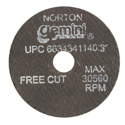 Saint-Gobain Type 01 Gemini Small Diameter Cut-Off Wheel, 2" Dia, 3/8" Arbor, Coarse, 66243411403