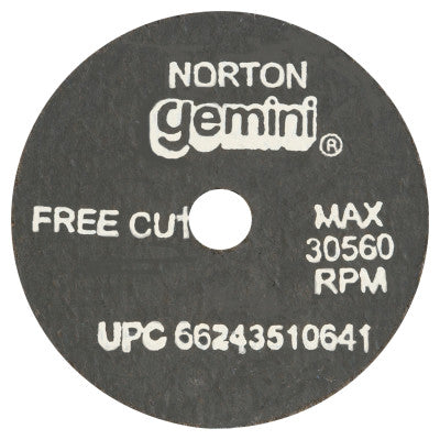 Saint-Gobain Gemini Type 1 Reinforced Cut-Off Wheel, 2-1/2 in dia, 1/16 in Thick, 3/8 in Arbor, 36 Grit, Aluminum Oxide, 66243510641