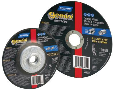 Saint-Gobain Gemini® RightCut Cut-Off Wheel, Type 1, 5 in dia, 0.0937 in Thick, 7/8 in Arbor, 46 Grit, Aluminum Oxide, 66252823600