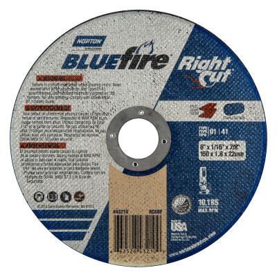 Saint-Gobain Type 01 BlueFire Right Cut Cut-Off Wheel, 6 in Dia, 66252843210
