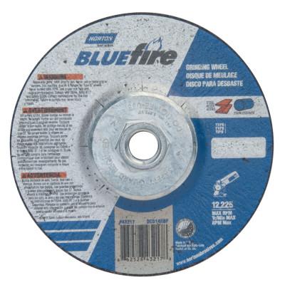 Saint-Gobain BlueFire Type 27 Depressed Center Wheel, 5 in dia, 5/8 in Arbor, 1/4 in Thick, 24 Grit, 66252843217
