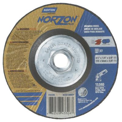 Saint-Gobain Type 27 NorZon+ Depressed Center Wheel, 4 .5" Dia, 1/4" Thick, 5/8" Arbor, 10/PK, 66252843326