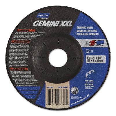 Saint-Gobain GEMiNi XXL Depressed Ctr Wheels, 5" Dia, 1/4" Thick, 7/8" Arbor, Alum Oxide, 66252843786