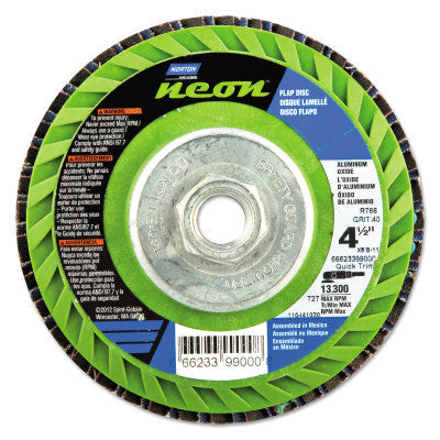 Saint-Gobain Type 27 Flat Flap Discs, 4 1/2 in Dia, 80 Grit, 5/8 in Arbor, 13300 rpm, 10/pk, 66623399002