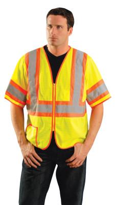 OccuNomix Class 3 Mesh Vests with Silver Reflective Tape, Large, Hi-Viz Yellow, LUX-HSCLC3Z-YL
