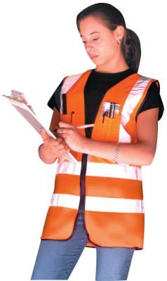 OccuNomix Class 2 Surveyor Style Solid Vests w/3M Scotchlite Reflective Tape, Med, HV OR, LUX-SSFS-OM