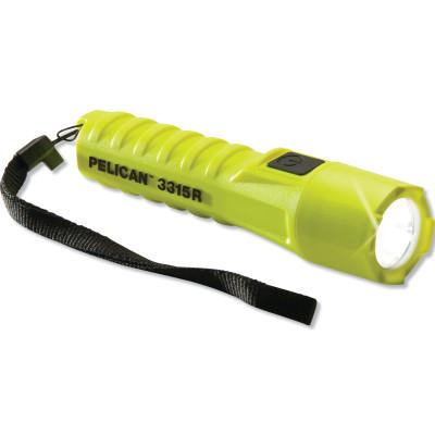 Pelicanƒ?› 3315R Flashlight, LED, 135/15 Lumen, 18650 Battery, 5/34 hr, Yellow, 03315R-0000-245