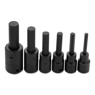 Stanley® Products Torqueplus 6 Piece Metric Hex Bit Impact Socket Sets, 1/2 in, 74252