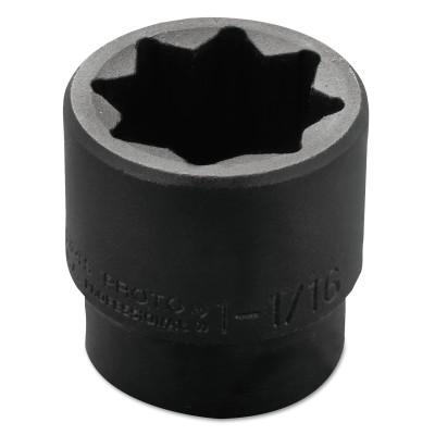 Stanley?? Products Torqueplus Impact Sockets, 1/2 in Drive, 1 1/16 in Opening, 8 Points, 7434S