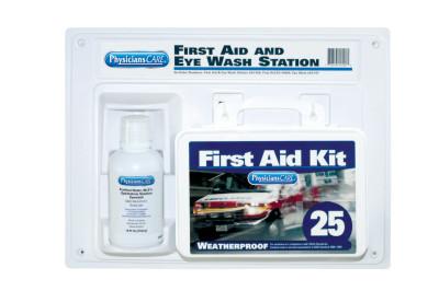 First Aid Only® First Aid Kit and Eye Wash Station, 16 oz, 25 Person, 24-500