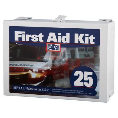 First Aid Only® 25 Person Industrial First Aid Kits, Steel (non-gasketed), Wall Mount, 6086