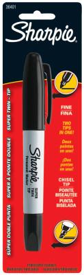 Newell Brands Twin Tip Permanent Markers, Black, Fine; Chisel, 36401PP