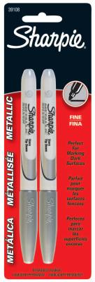 Newell Brands Metallic Permanent Marker, Silver, Fine, 2 Card, 39108PP