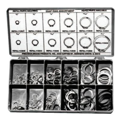 Precision Brand Snap Ring Assortments, Spring Steel, 12900