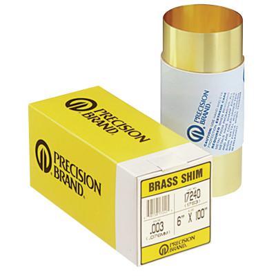 Precision Brand Brass Shim Stock Rolls, 0.1, Brass, 0.002" x 100" x 6", 17195