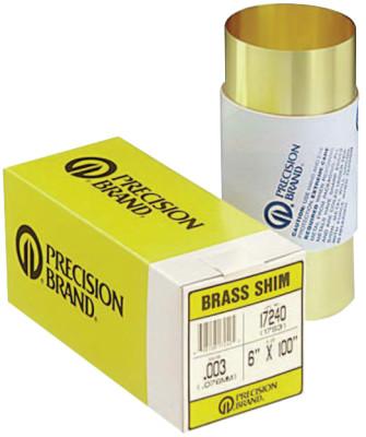 Precision Brand Brass Shim Stock Rolls, 0.1, Brass, 0.003" x 100" x 6", 17240