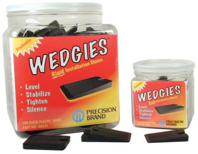 Precision Brand Wedgies Installation Shims, Plastic, Rigid, Black, 200 Pieces, 48605