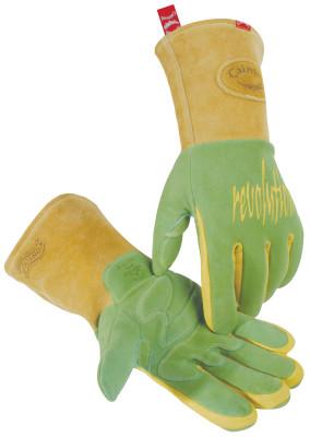 Caiman Revolution Welding Gloves, American Deerskin Leather, X-Large, Green/Gold, 1816-XL