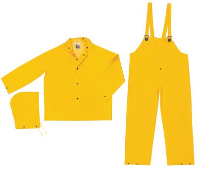 MCR Safety Flame Resistant Rain Suit, Jacket/Hood/Pants, 0.35 mm PVC/Poly, Yellow, 6X-Large, FR2003X6