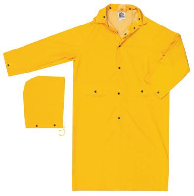 MCR Safety Classic Rain Coat, Detachable Hood, 0.35 mm PVC/Polyester, Yellow, 49 in Medium, 200CM