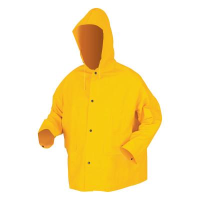 MCR Safety 200JH Classic Series Hooded Rain Jackets, Yellow, 16 in, Large, Attached Hood, 200JHL