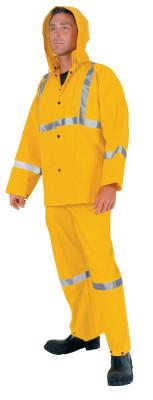MCR Safety Three-Piece Rain Suit, Jacket/Hood/Overalls, 0.35 mm PVC/Poly, Yellow, 4X-Large, 2403RX4