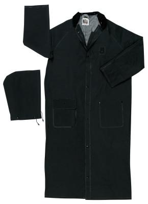 MCR Safety Classic Plus Rider Rain Coat, 0.35 mm PVC/Polyester, Black, 60 in 2X-Large, 267CX2