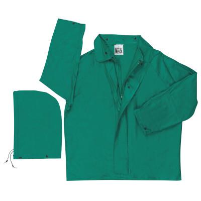 MCR Safety 388J Dominator Detachable Hood Rain Jackets, Polyester/PVC, Green, 16 in, Large, 388JL