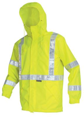 MCR Safety Pro Grade Rain Jacket, Polyester/Polyurethane, Hi-Viz Lime, 4X-Large, 598RJHX4