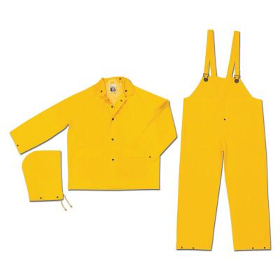 MCR Safety Flame Resistant Rain Suit, Jacket/Hood/Pants, 0.35 mm PVC/Poly, Yellow, 3X-Large, FR2003X3