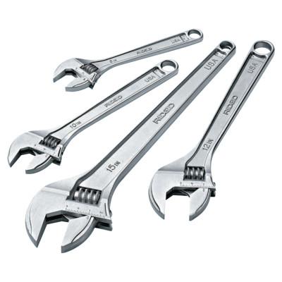 Ridge Tool Company Adjustable Wrenches, 8 in Long, 7/8 in Opening, Cobalt Plated, 86907