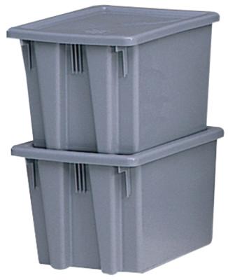 Newell Brands Stack & Nest Palletote Boxes, 1.3 cu ft, 15 1/2 in x 19 1/2 in x 10 in, Gray, FG172100GRAY