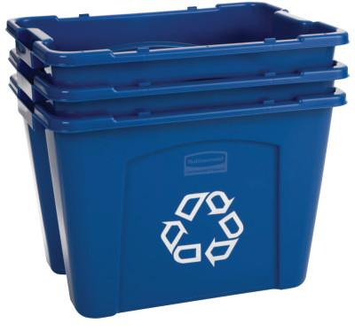 Newell Brands Recycling Boxes, 18 gal, 16 in x 26 in x 14 3/4 in, Blue, FG571873BLUE