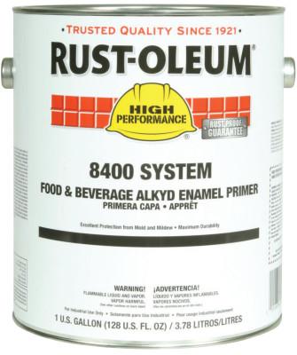 Rust-Oleum® Industrial High Perf 8400 System Food and Beverage Alkyd Enamels, 1 Gal, White Metal Primer, 8492402