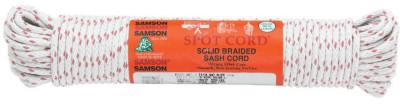 Samson® Rope Nylon Core Sash Cord, 3,100 lb Capacity, 200 ft, Cotton, White, 001028001060