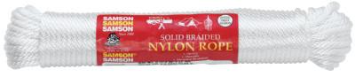 Samson® Rope General Purpose 12-Strand Cords, 1,400 lb Cap., 500 ft, Solid Braid Nylon, White, 019020005030