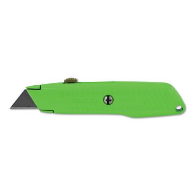 Stanley® Products Interlock® High Viz Retractable Utility Knife, 5-7/8 in L, Carbon Steel, Green, 10-179