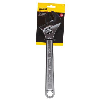 Stanley® Products Adjustable Wrench, 12 in Long, 1-3/8 in Opening, Chrome, 87-473