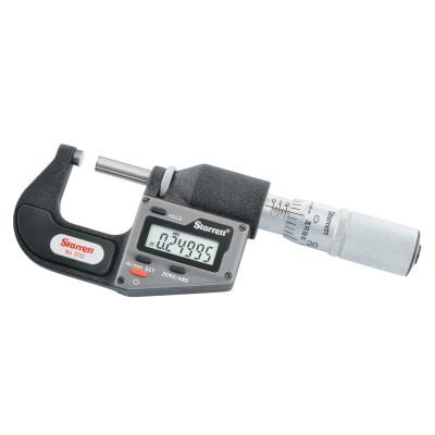 L.S. Starrett 3732 Series Electronic Micrometer without Output, 0"-1", .0001", Inch/Metric, 3732XFL-1